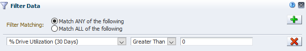 Sample Filter Data dialog