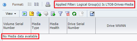 Table area showing "No Media data available"