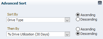 Sample Advanced Sort dialog.