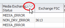 Cursor over column heading to show sort arrows.