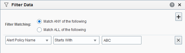Sample Filter Data dialog