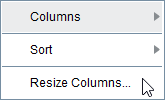 Right-click menu with Resize Columns... noted