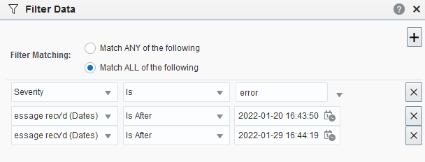 Sample Filter Data dialog