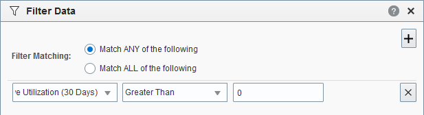 Sample Filter Data dialog