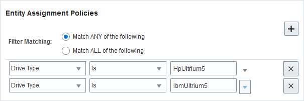 Sample Entities Assignment Policies dialog.