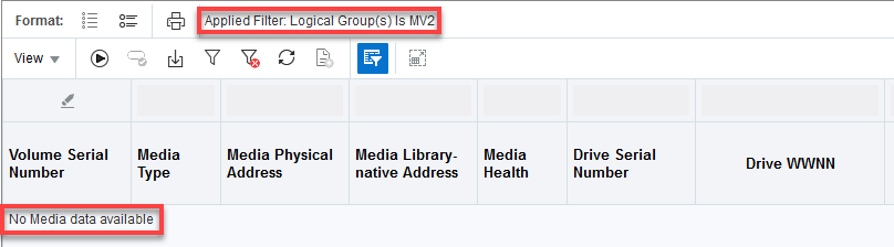Table area showing "No Media data available"