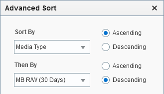 Sample Advanced Sort dialog