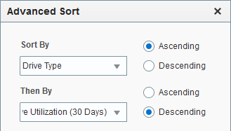 Sample Advanced Sort dialog.