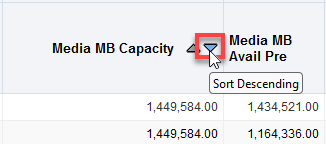 Sort Descending icon being clicked in column heading.