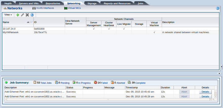 This figure shows the networks table displayed with the new network listed.