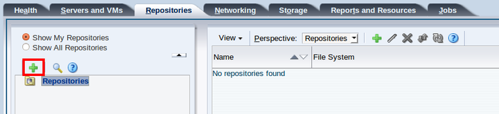 This figure shows the Create New Repository icon in the Repositories tab.