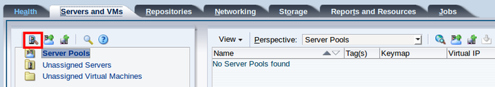 This figure shows the Discover Servers icon in the Servers and VMs tab.