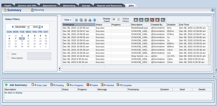 This figure shows the Jobs tab with the Summary subtab displayed.