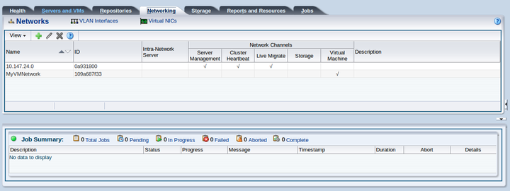 This figure shows the Networking tab with the Networks subtab displayed.