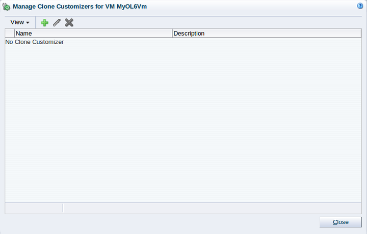 This figure shows the Manage Clone Customizers dialog box.