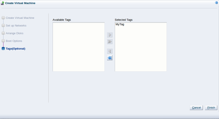 This figure shows the Tags step in the Create Virtual Machine wizard.