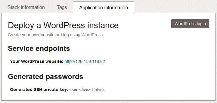 Click to expand Application information tab.