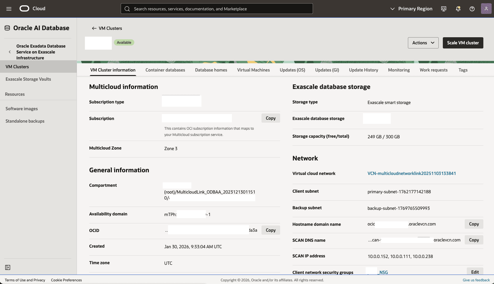This screenshot shows how to configure the network in the primary zone.