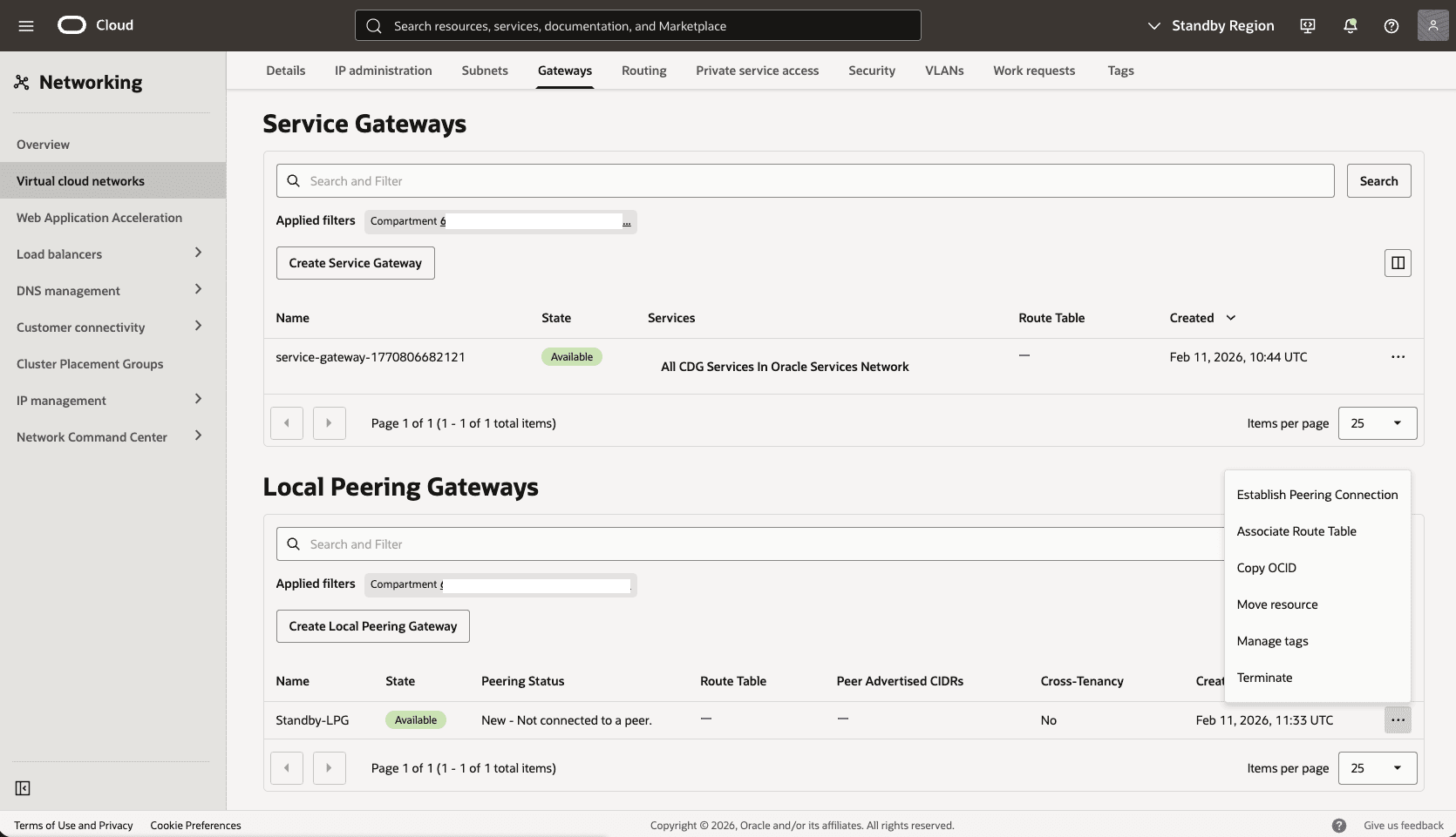 This screenshot shows how to configure the network in the primary zone.