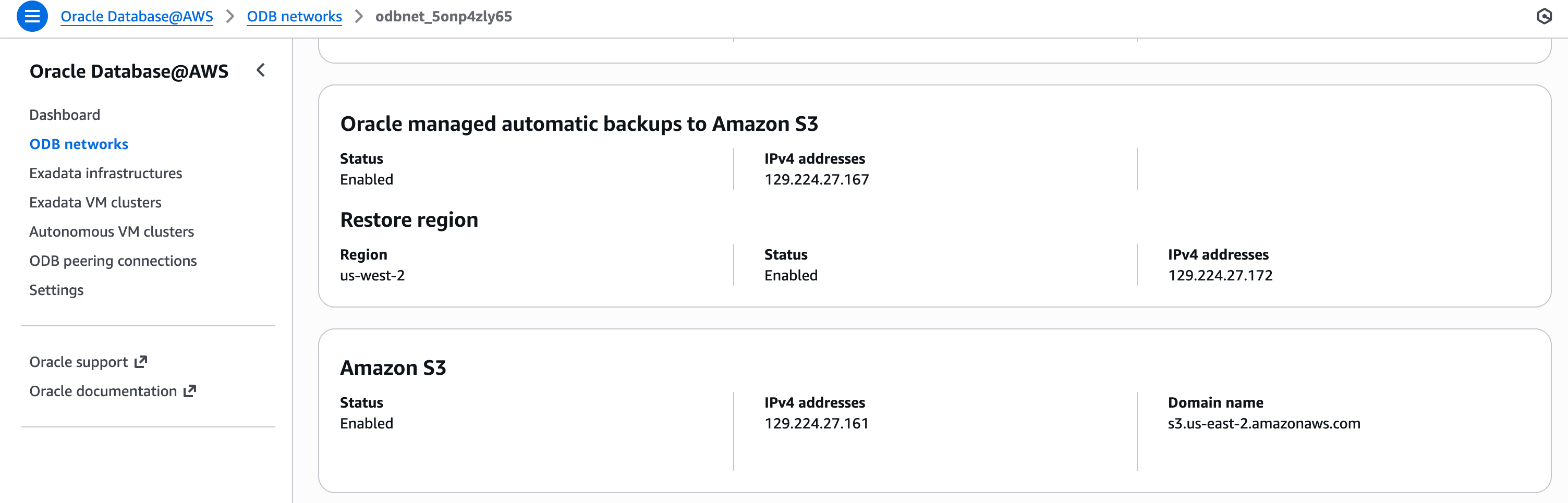 This screenshot shows how to obtain IPv4 address within Restore region. This screenshot shows how to obtain IPv4 address within Restore region.