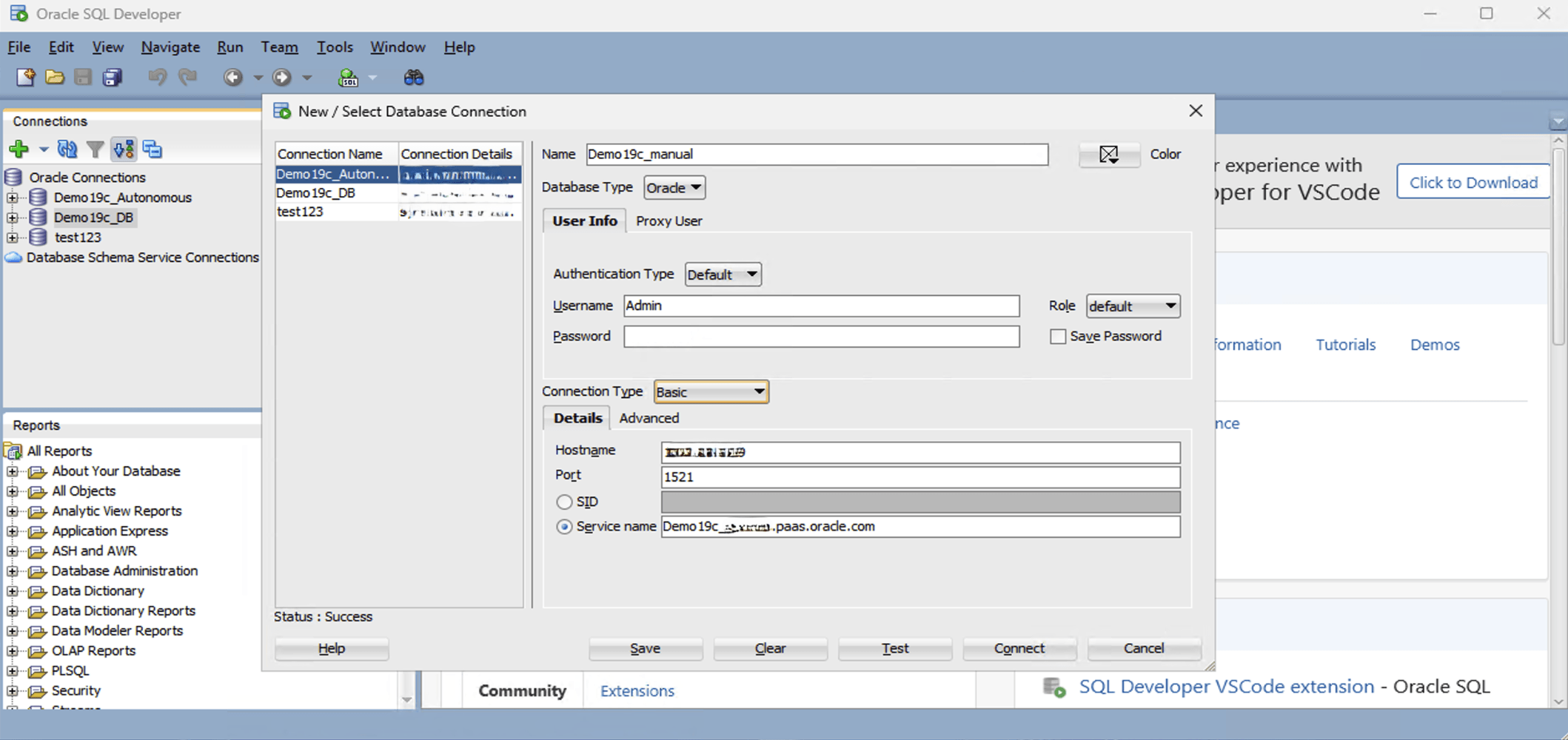 This screenshot shows the steps of manual TNS configuration. This screenshot shows the steps of manual TNS configuration.