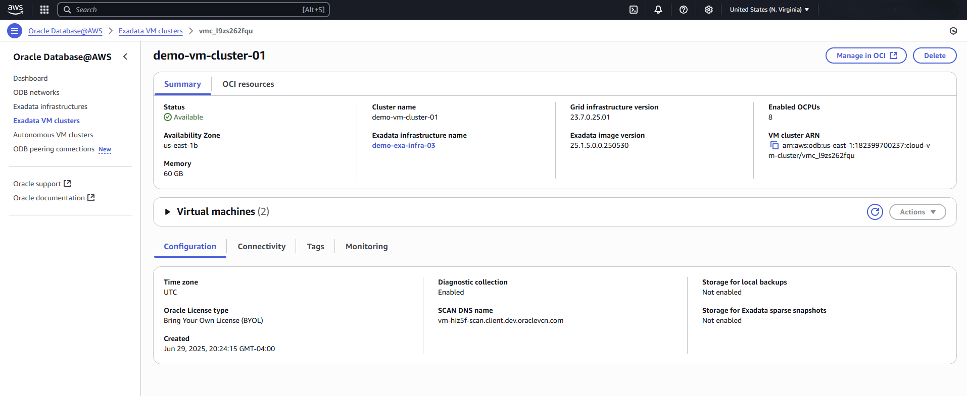 This screenshot shows the step to access the Manage in OCI button. This screenshot shows the step to access the Manage in OCI button.