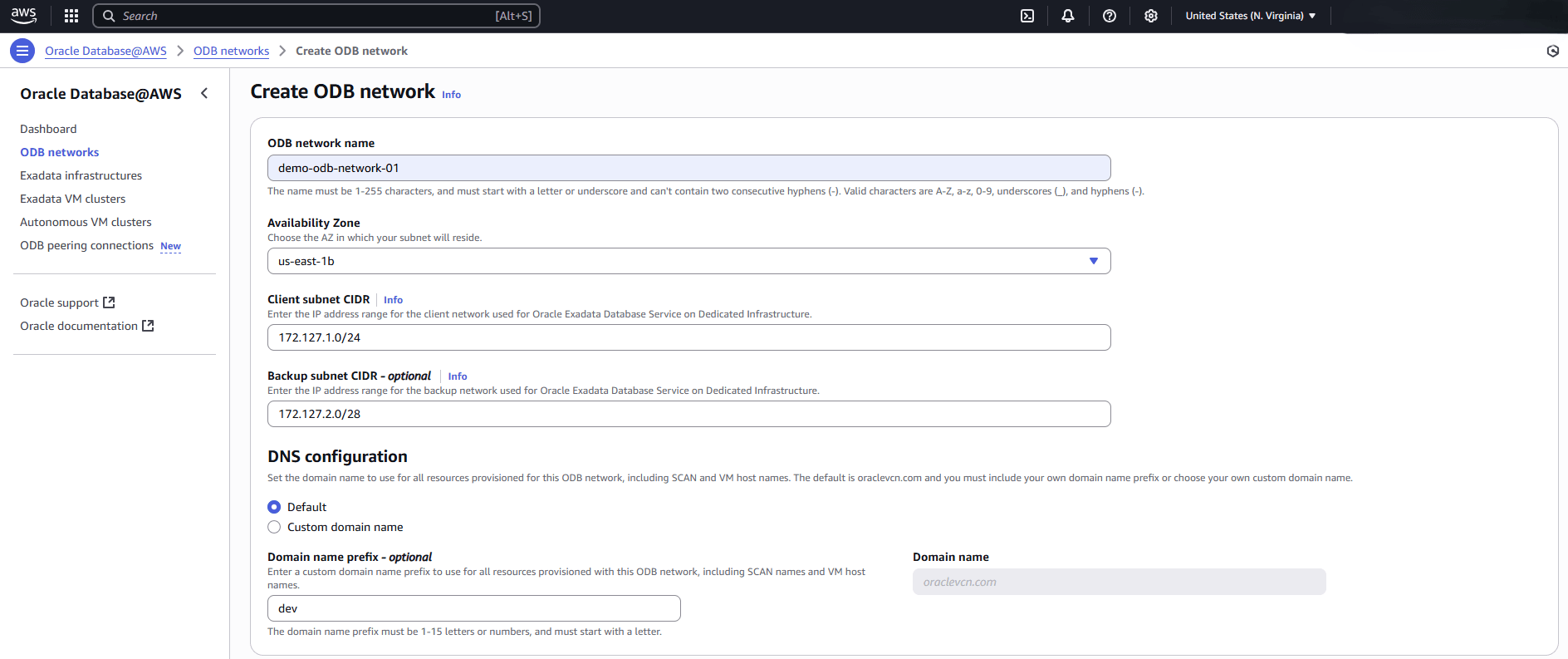 This screenshot shows the first part of creating an ODB network. This screenshot shows the first part of creating an ODB network.