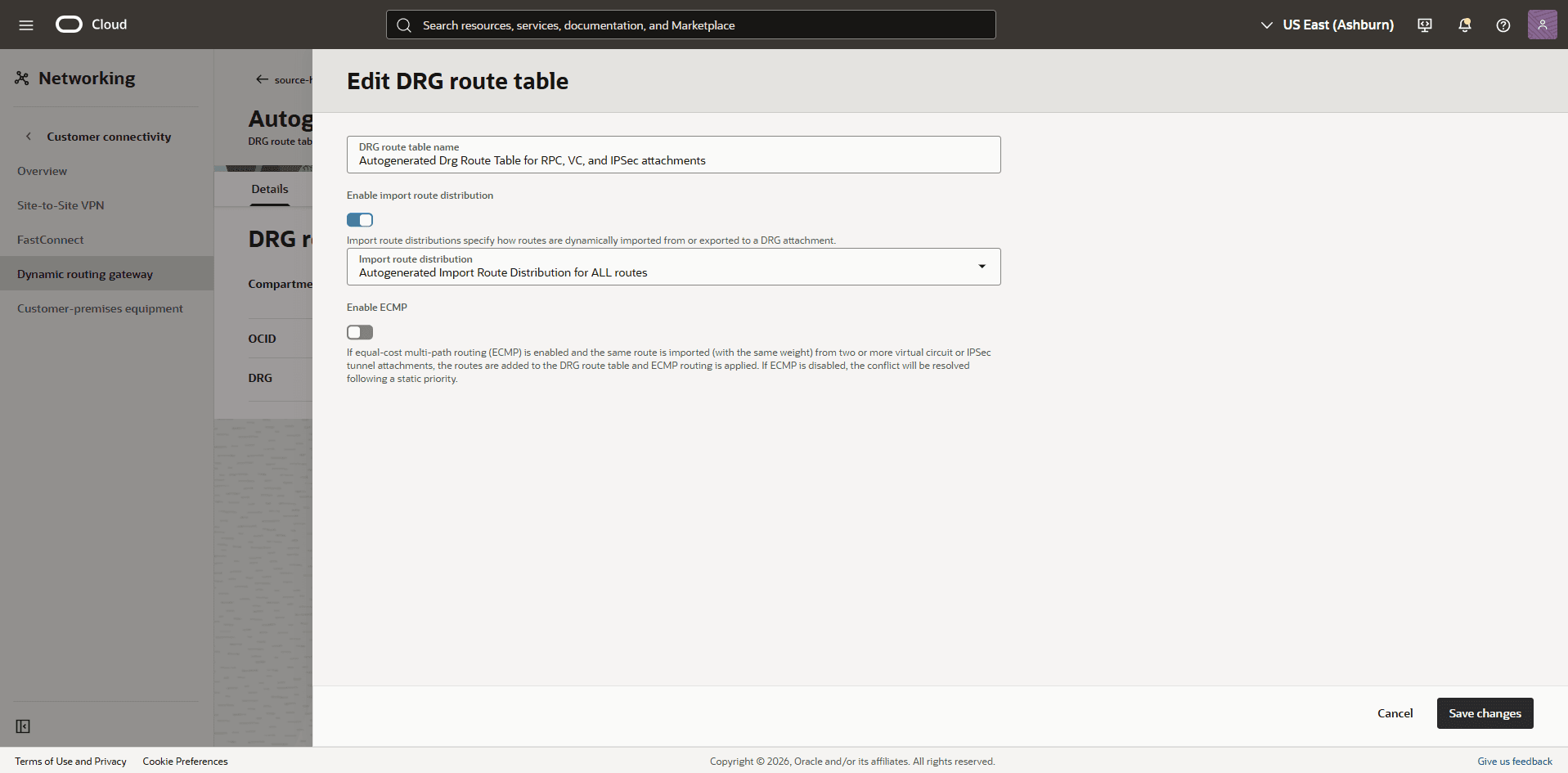 This screenshot shows the required configuration for cross-region restore.