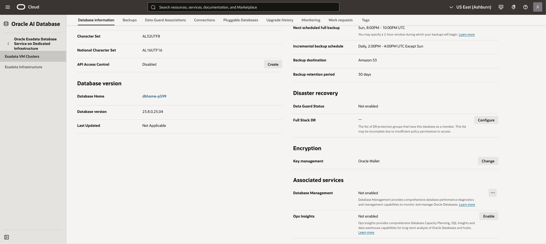 This screenshot shows how to view encryption details.