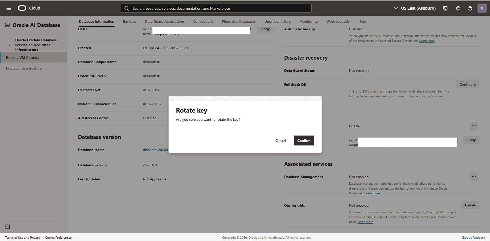 This screenshot shows how to rotate a key.