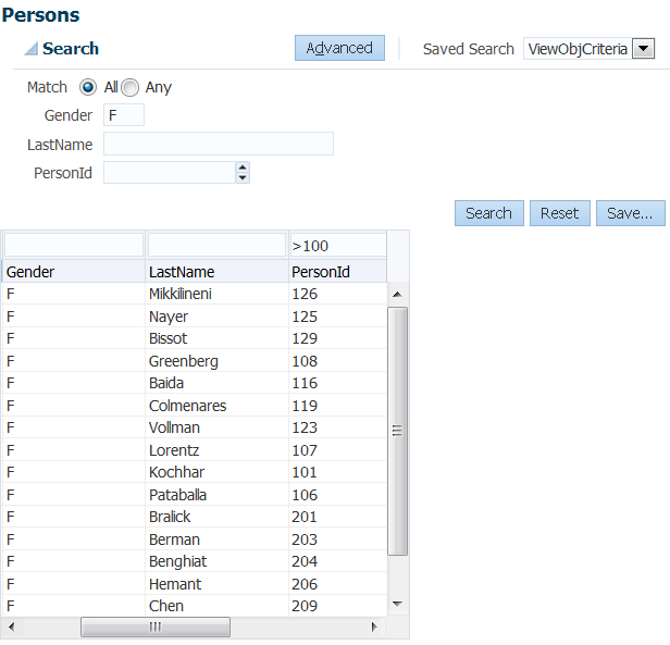 query with filtered table