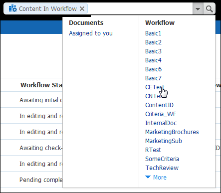 Workflow filter list
