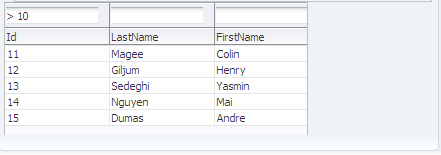query with filtered table